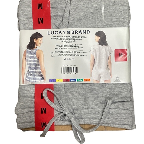 LUCKY BRAND 3 piece tee, tank and short pajama set NWT Size: Medium - Picture 2 of 5